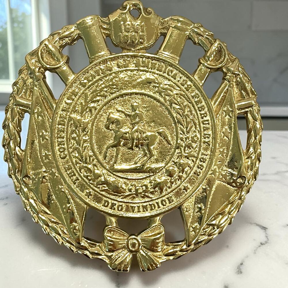 Vintage Virginia Metalcrafters 1952 Brass CSA Tribute Trivet Horse